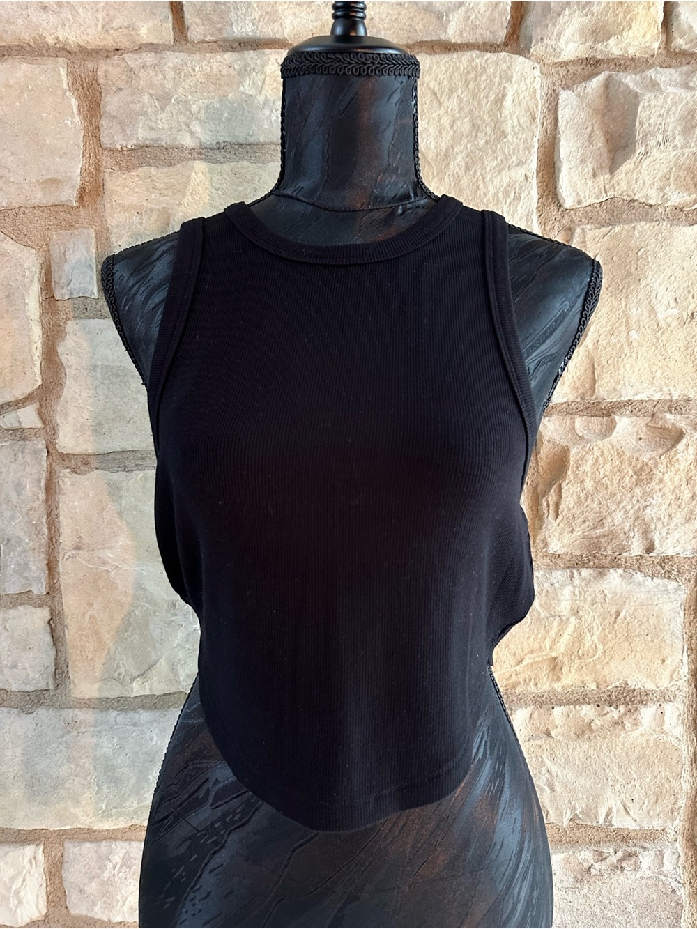 Classic Black Ribbed Tank Top - Women
